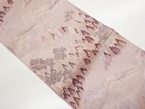 本場筑前博多山並みに木々風景模様織出し名古屋帯